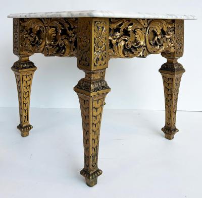 Italian Late 19th Early 20th Century Louis XVI Style Giltwood and Marble Table
