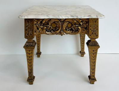 Italian Late 19th Early 20th Century Louis XVI Style Giltwood and Marble Table