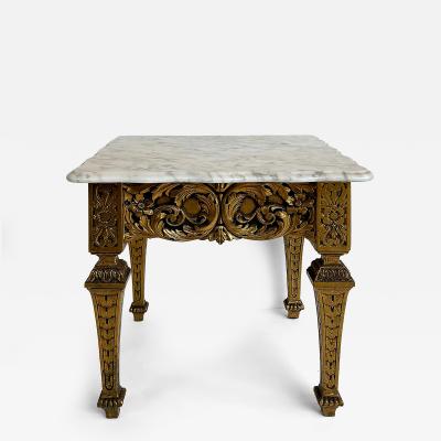 Italian Late 19th Early 20th Century Louis XVI Style Giltwood and Marble Table