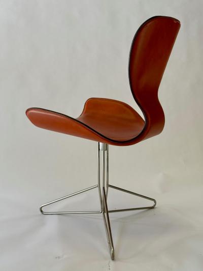 Italian Leather Formed Chairs Front and Back with Stainless Steel legs