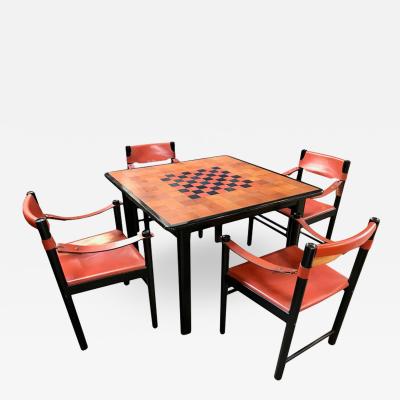 leather game table chairs