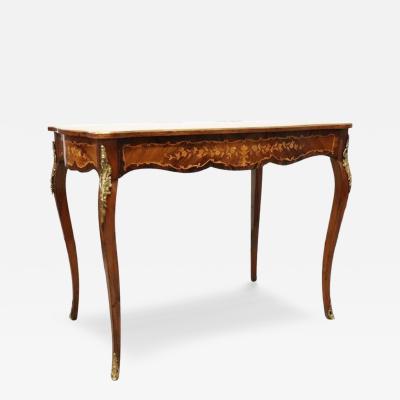 Italian Louis XV Style Inlaid Walnut Small Desk