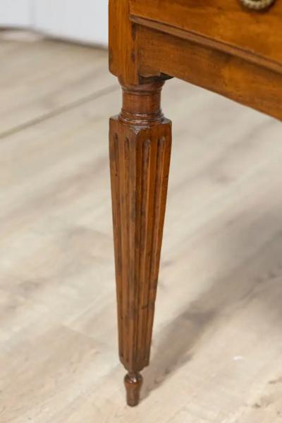 Italian Louis XVI 18th Century Walnut Console Table with Carved Fluted Legs