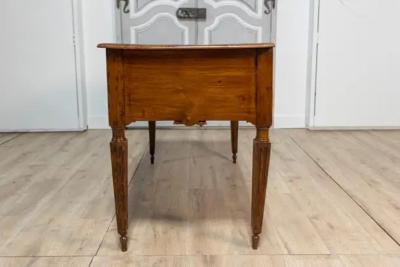 Italian Louis XVI 18th Century Walnut Console Table with Carved Fluted Legs