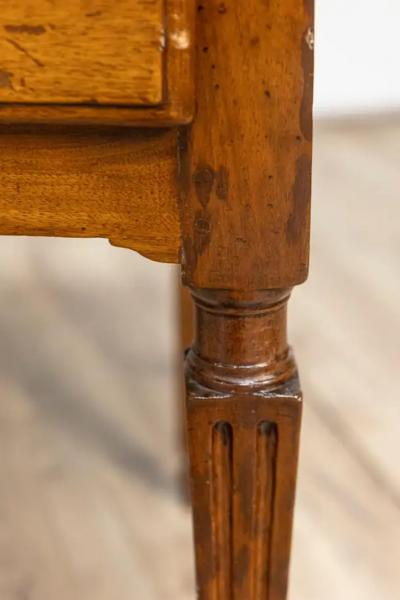 Italian Louis XVI 18th Century Walnut Console Table with Carved Fluted Legs