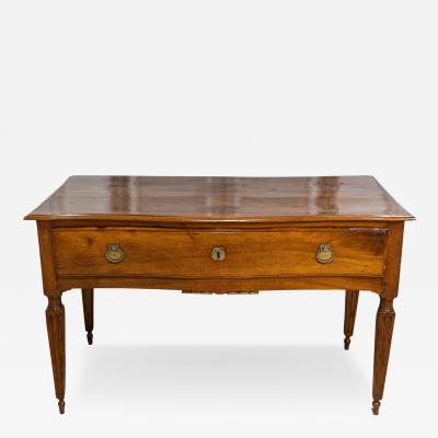 Italian Louis XVI 18th Century Walnut Console Table with Carved Fluted Legs