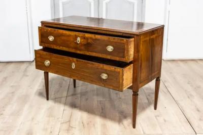 Italian Louis XVI 19th Century Walnut Two Drawer Commode with Inlay