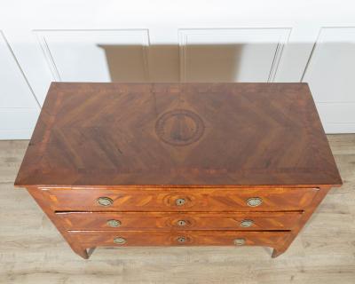 Italian Louis XVI Lombard Chest of Drawers in Cherry and Marquetry