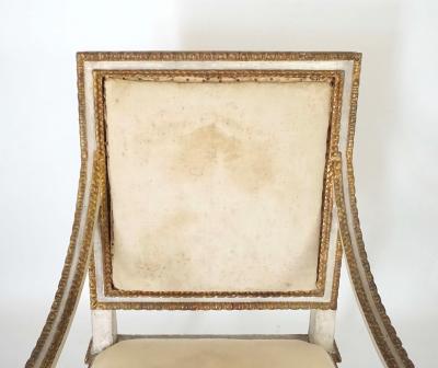 Italian Louis XVI Painted and Parcel Gilt Fauteuil of Large Scale