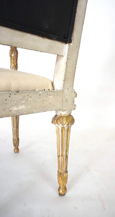 Italian Louis XVI Painted and Parcel Gilt Fauteuil of Large Scale