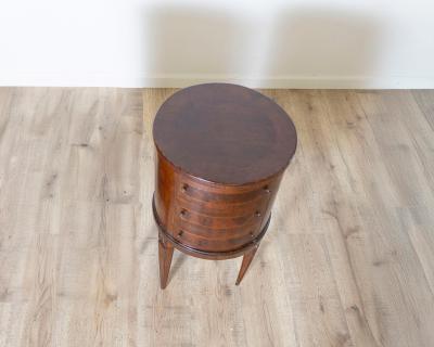 Italian Louis XVI Style Round Side Cabinet in Inlaid Walnut Late 19th Century
