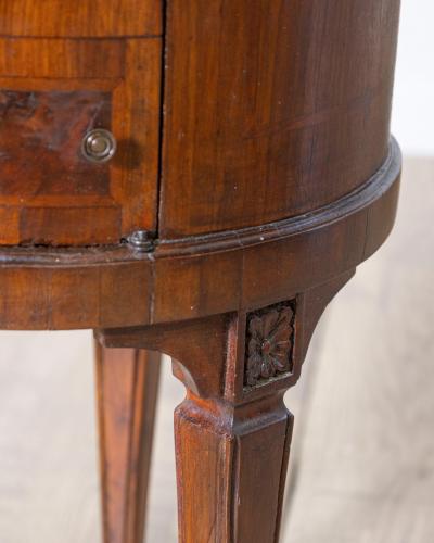 Italian Louis XVI Style Round Side Cabinet in Inlaid Walnut Late 19th Century