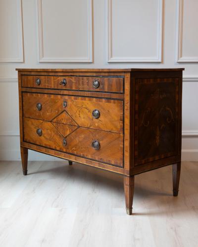 Italian Louis XVI Walnut Marquetry Chest Late 18th Century
