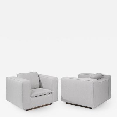 Italian Lounge Chairs in Grey Linen C 1950s