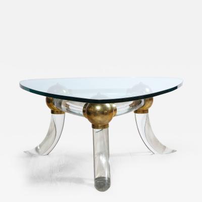 Italian Lucite and Brass Coffee Table