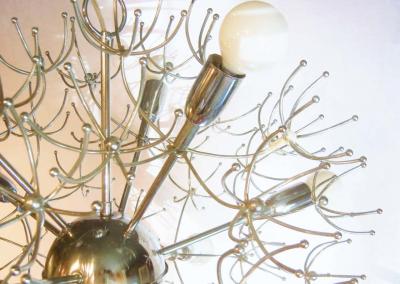Italian MId Century Thirteen Light Chrome Sputnik Chandelier with Starbursts