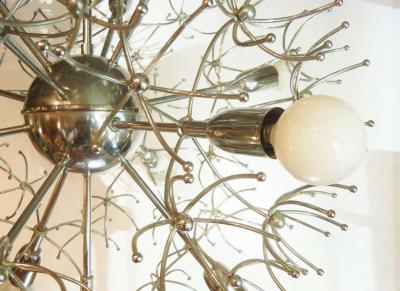 Italian MId Century Thirteen Light Chrome Sputnik Chandelier with Starbursts