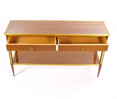 Italian Mahogany Wood Parcel Gilt Neoclassical Style Hall Table Server