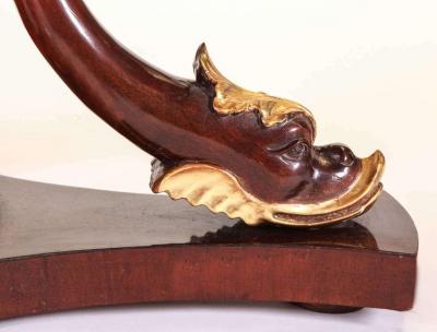 Italian Mahogany and Parcel Gilt Centre Table with Dolphins Tuscany 1830