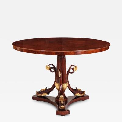 Italian Mahogany and Parcel Gilt Centre Table with Dolphins Tuscany 1830