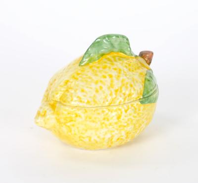 Italian Majolica Lemon Form Covered Table Ornament Late 20th Century