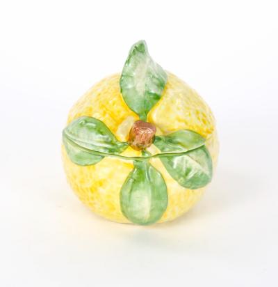 Italian Majolica Lemon Form Covered Table Ornament Late 20th Century