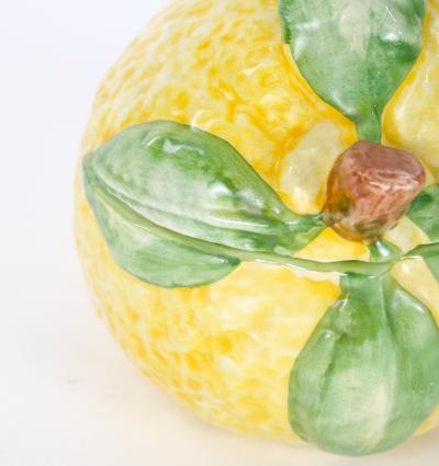 Italian Majolica Lemon Form Covered Table Ornament Late 20th Century