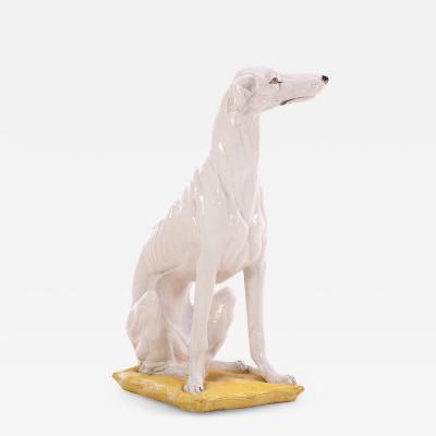 Italian Majolica Statue of a Dog C 1950 