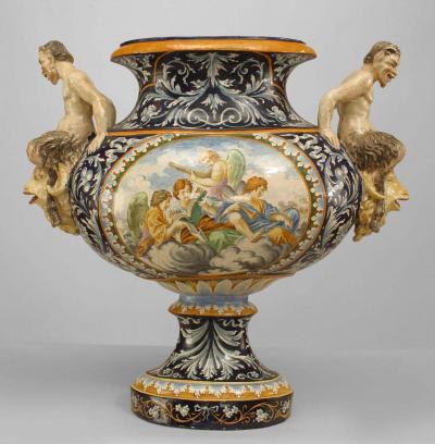 Italian Majolica large oval shaped centerpiece