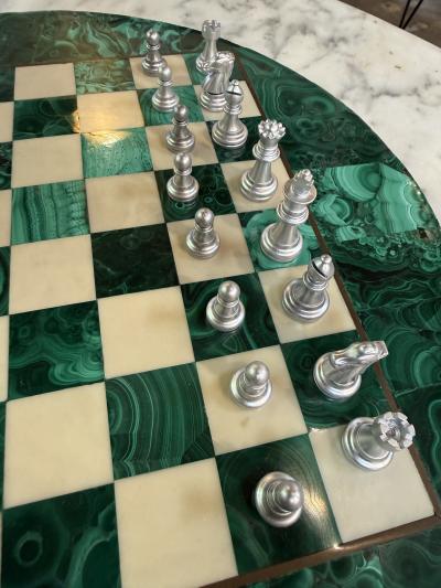 Italian Malachite Chess Set 1970s