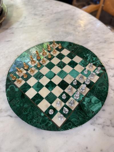 Italian Malachite Chess Set 1970s