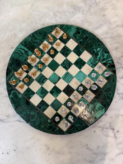 Italian Malachite Chess Set 1970s