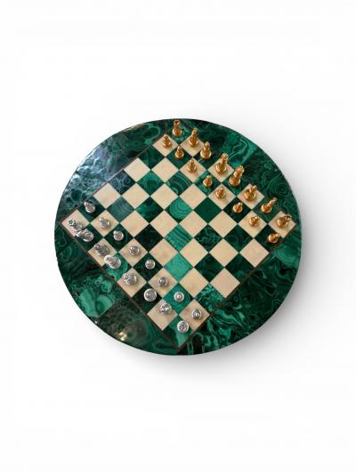 Italian Malachite Chess Set 1970s