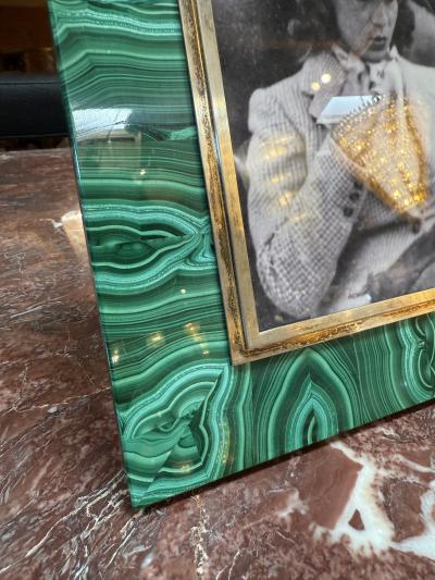 Italian Malachite and Brass Picture Frame 1970s