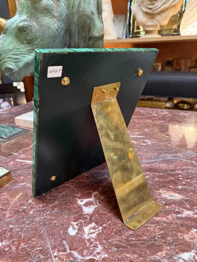 Italian Malachite and Brass Picture Frame 1970s