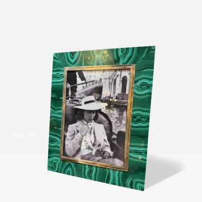 Italian Malachite and Brass Picture Frame 1970s