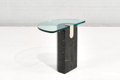 Italian Marble Brass and Glass Side Table by La Rosa 1960