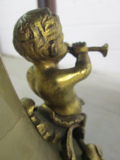 Italian Marble Center Table with Onyx Pedestal and Bronze Cherubs