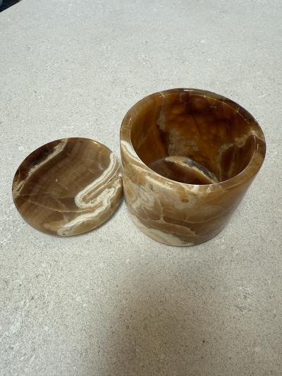 Italian Marble Lidded Box in Honey and Cream Tones 1970s