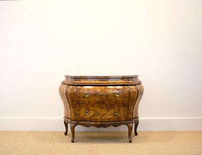 Italian Marquetry Bombe Commode