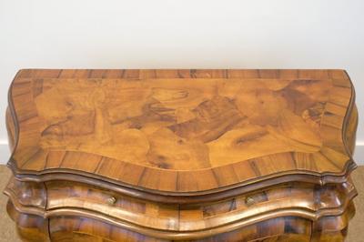 Italian Marquetry Bombe Commode