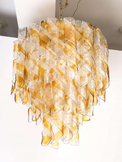 Italian Mazzega Multi Tier Glass Chandelier