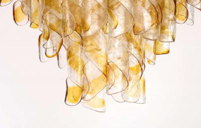 Italian Mazzega Multi Tier Glass Chandelier