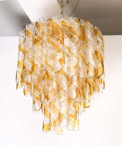 Italian Mazzega Multi Tier Glass Chandelier