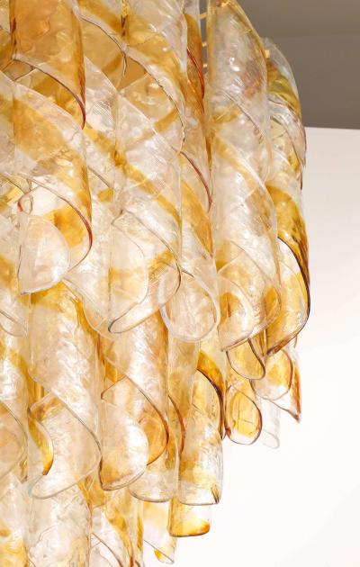 Italian Mazzega Multi Tier Glass Chandelier