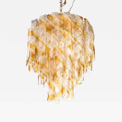 Italian Mazzega Multi Tier Glass Chandelier