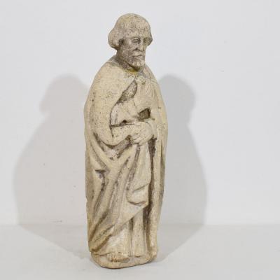 Italian Medieval Gothic Carved Stone Saint Statue