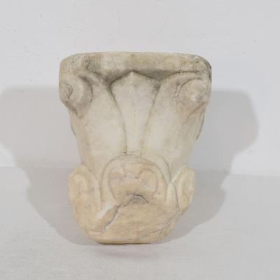 Italian Medieval Romanesque Carved Marble Capital Fragment