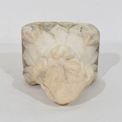 Italian Medieval Romanesque Carved Marble Capital Fragment