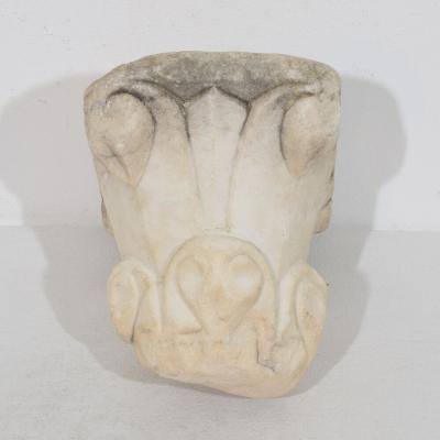 Italian Medieval Romanesque Carved Marble Capital Fragment
